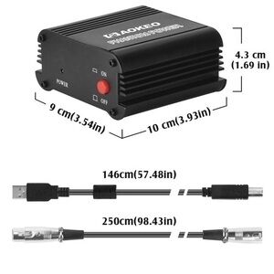 NWT 48V Phantom Power Supply Powered 1-Channel with Adapter, Bonus + XLR 3 Pin